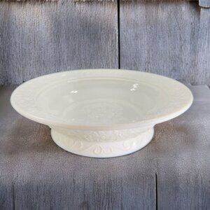 Antique Challinor & Taylor Tree of Life Milk Glass White Dish Bowl Flower